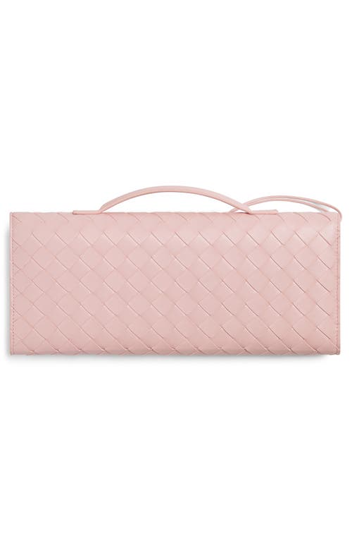 Bottega Veneta Long Andiamo Intrecciato Leather Clutch In Rose-muse Brass
