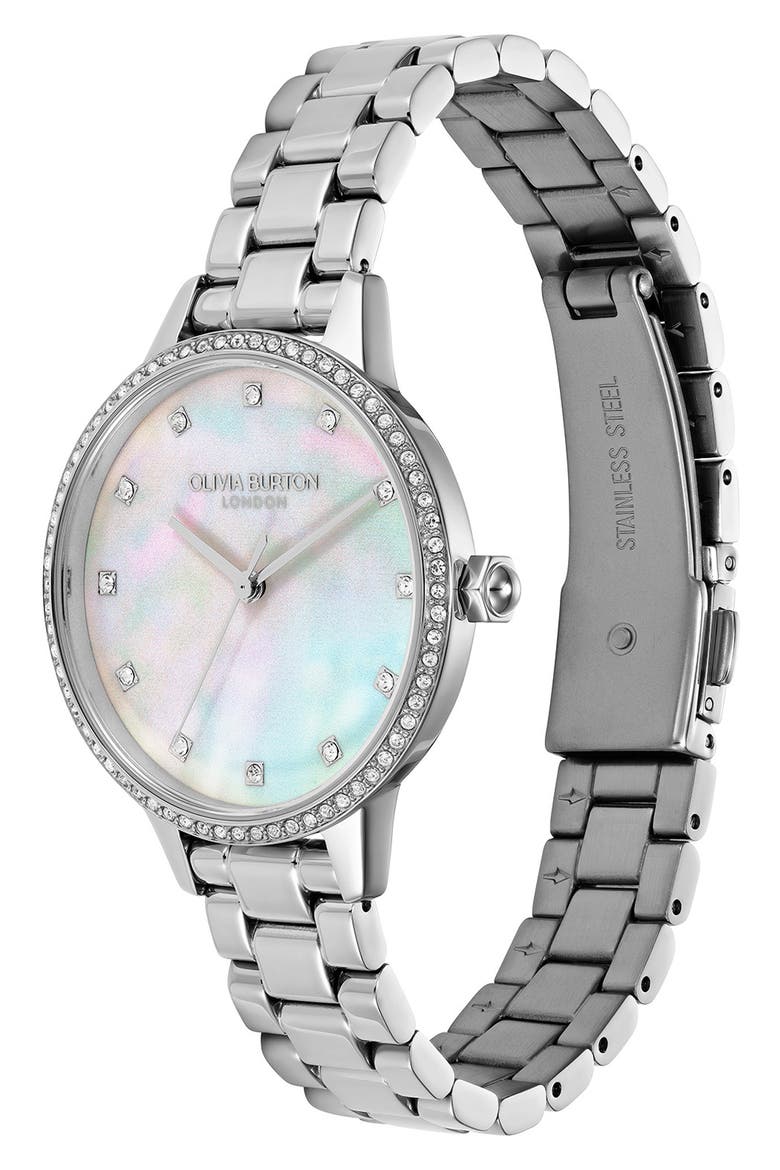 Captivate Mother-of-Pearl & Crystal Bracelet Watch, 34mm, Alternate, color, MOP/ SILVER