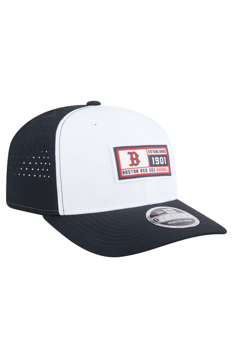 New Era Men's New Era White/Navy Boston Red Sox Established Patch 9SEVENTY Adjustable Hat, Alternate, color, White