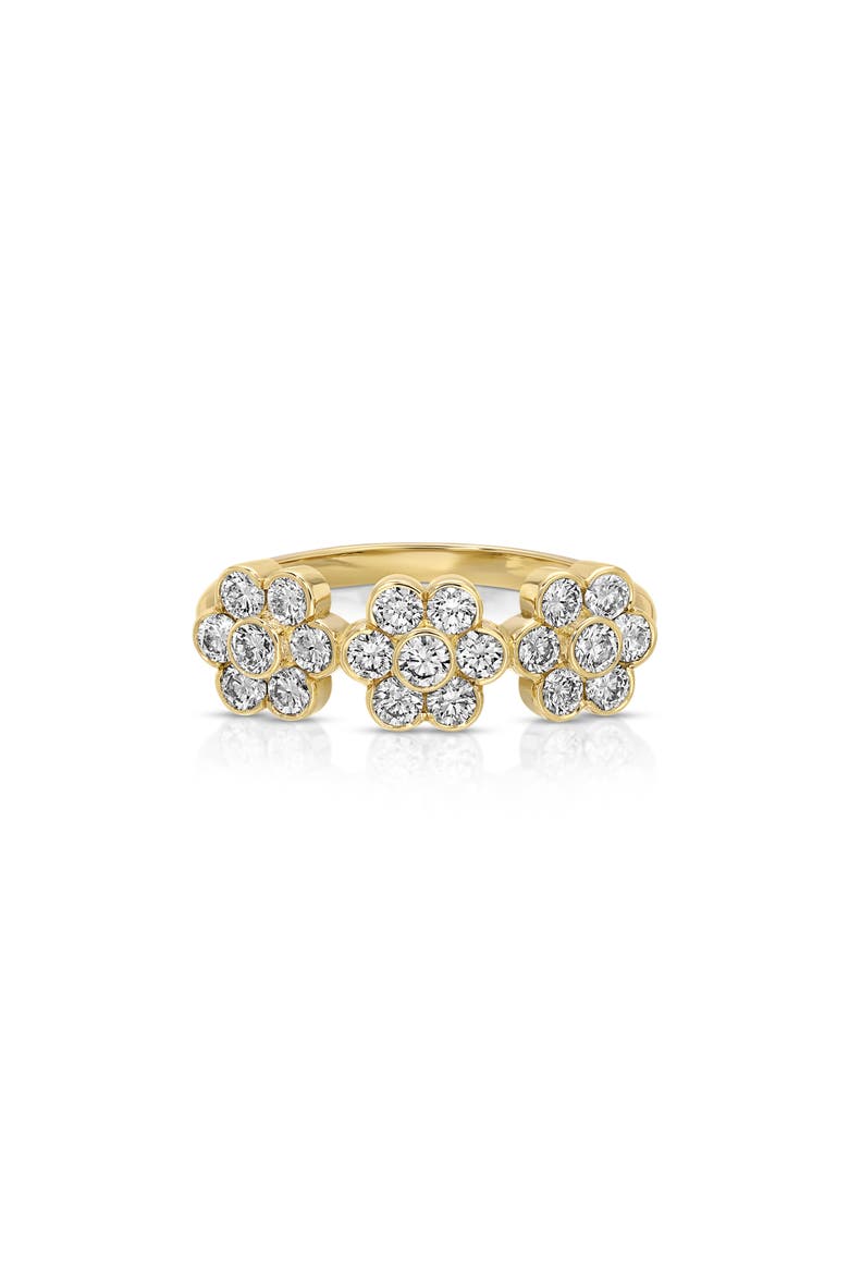 Triple Flower 18k Gold Diamond Ring, Main, color, 18K YELLOW GOLD
