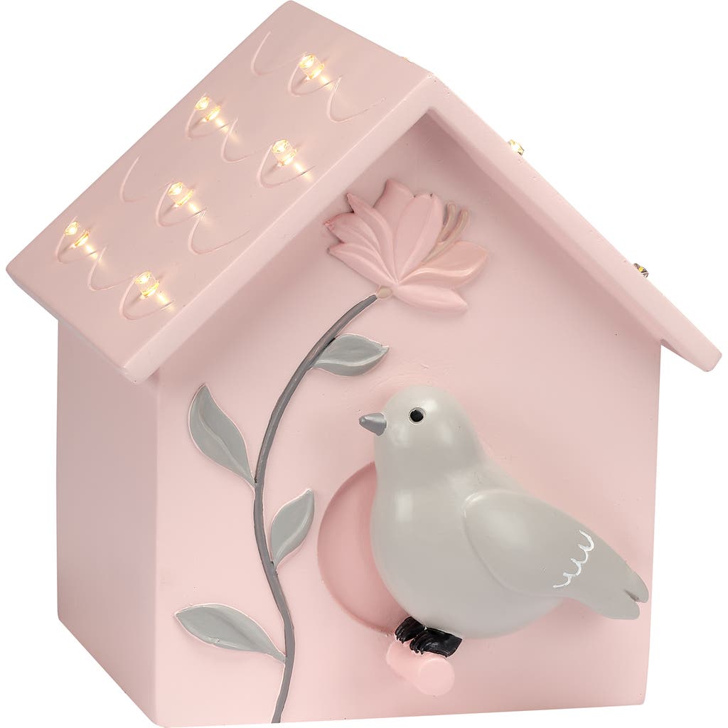 Lambs & Ivy Petals Birdhouse Table Top Night Light Led Lamp In Pink
