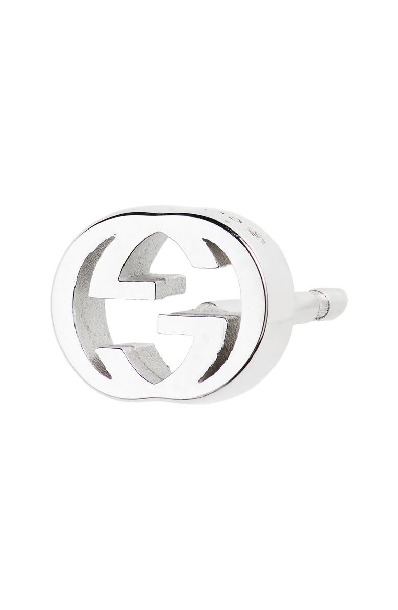 Gucci Interlocking-G Stud Earrings, Alternate, color, 18K White Gold