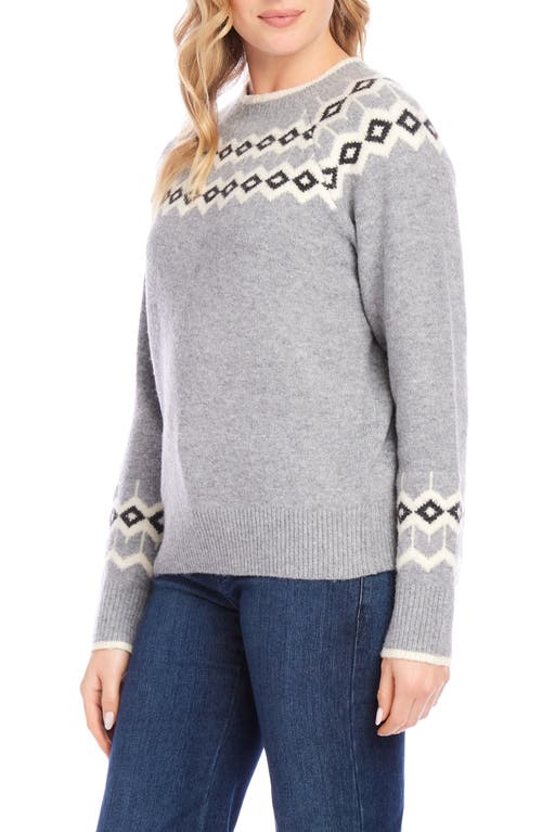 Karen Kane Fair Isle Jacquard Sweater In Gray