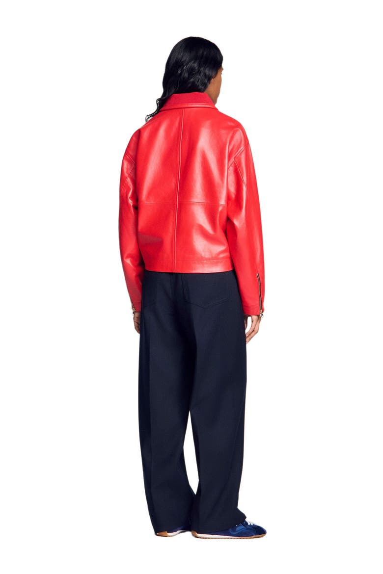 Leather jacket, Alternate, color, Red