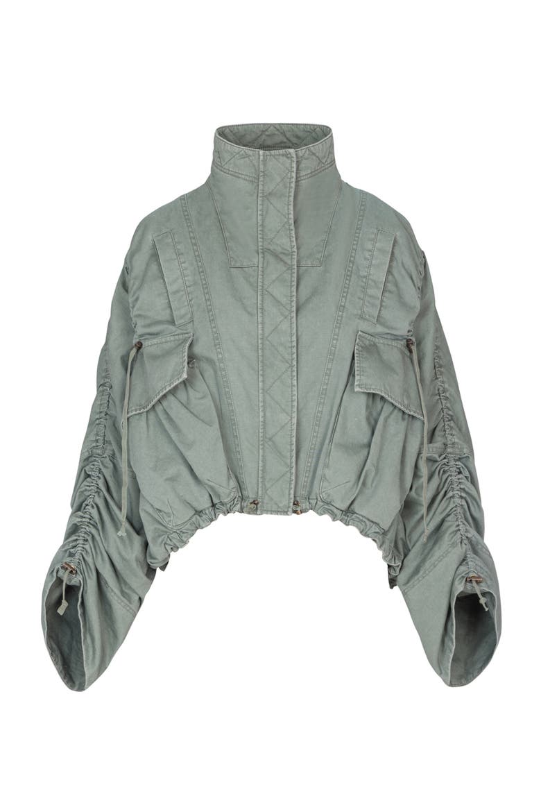 Cotton gabardine parka, Alternate, color, green