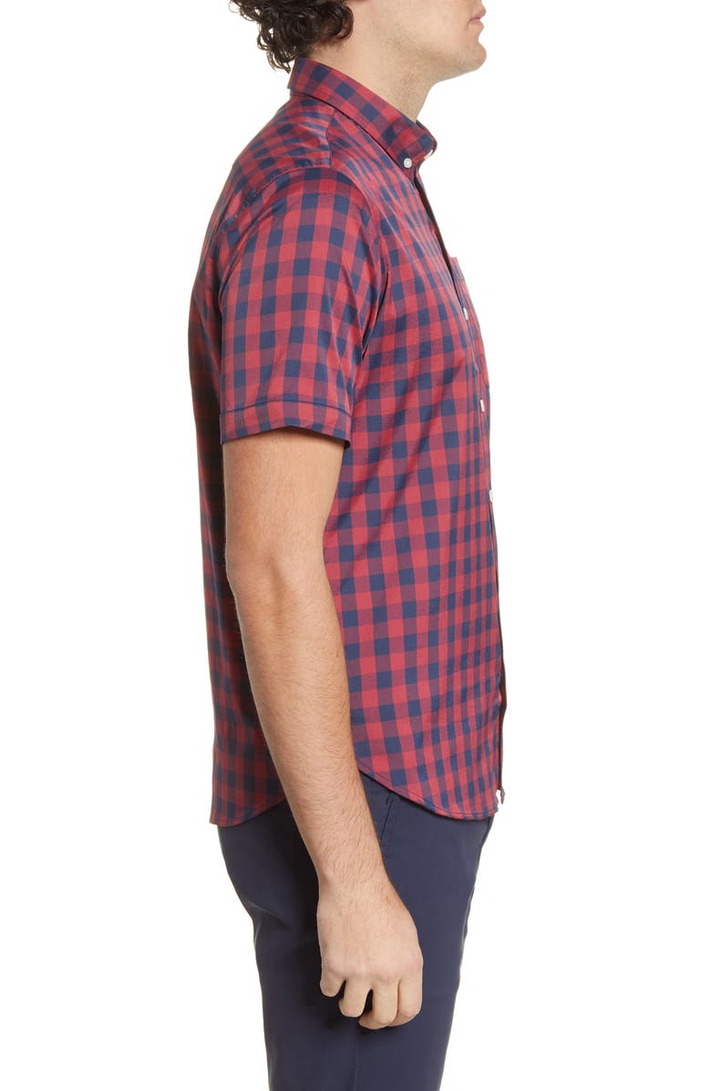  Tommy John Go Anywhere Check Short Sleeve Button-Up Performance Shirt, Alternate, color, 