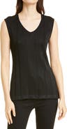 Misook Cable Stripe V-Neck Knit Tank