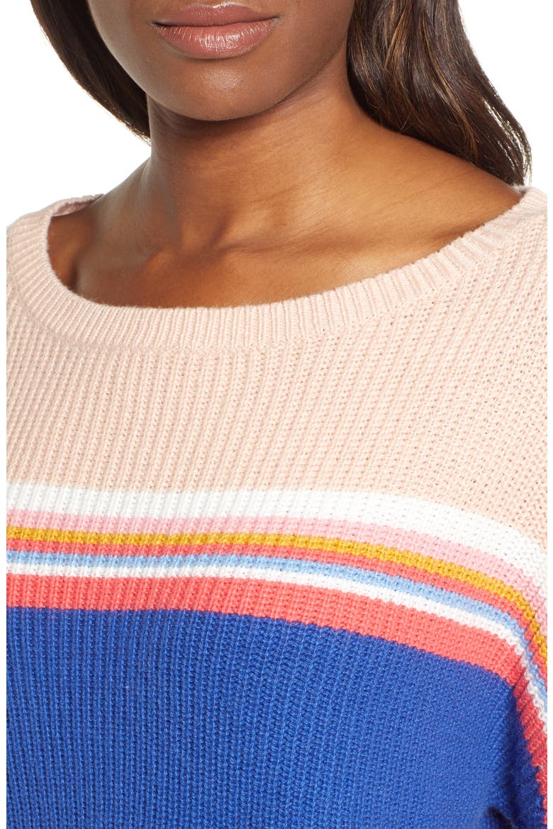 Shaker Stitch Sweater, Alternate, color, BLUE MAZARINE MULTI STRIPE