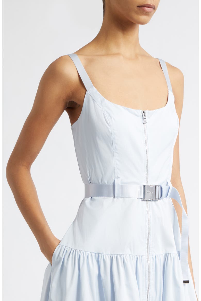 Rima Belted Front Zip Midi Dress, Alternate, color, PALE MIST BLUE