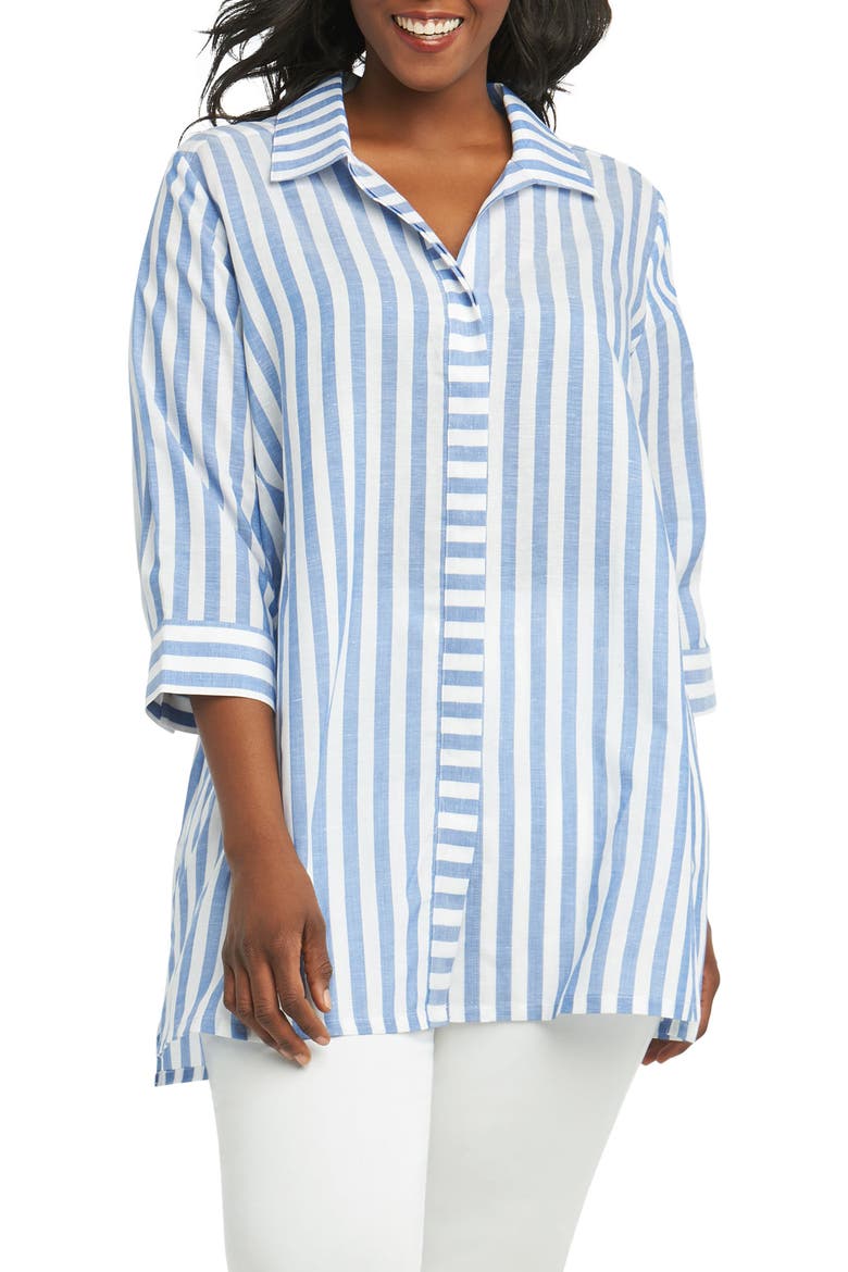 Skye Stripe Tunic Shirt, Main, color, LAPIS BLUE