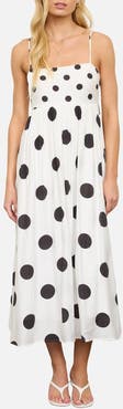 Blu Pepper Polka Dot Mixed Media Midi Dress