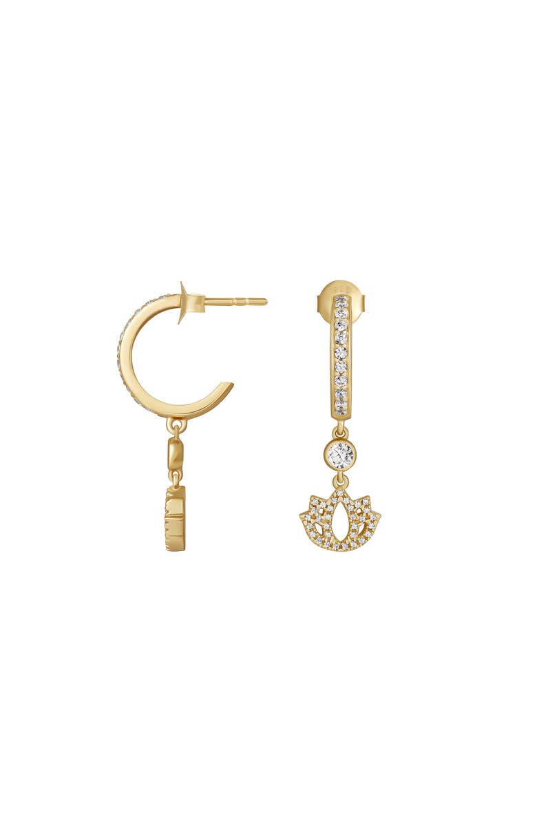 Karma and Luck Sacred Bloom Lotus Dangle Earrings, Alternate, color, Gold