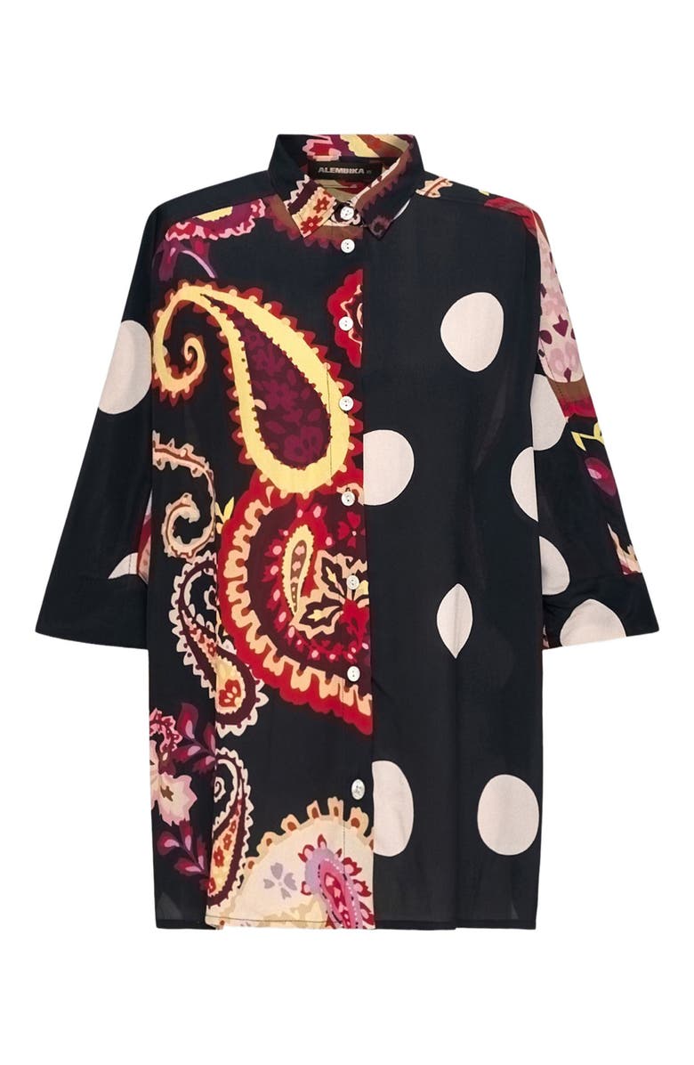Alembika Fiesta mixed print button-up shirt, Alternate, color,