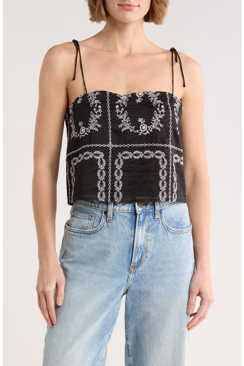 Embroidered Tank Top, Main, color, BLACK/ WHITE