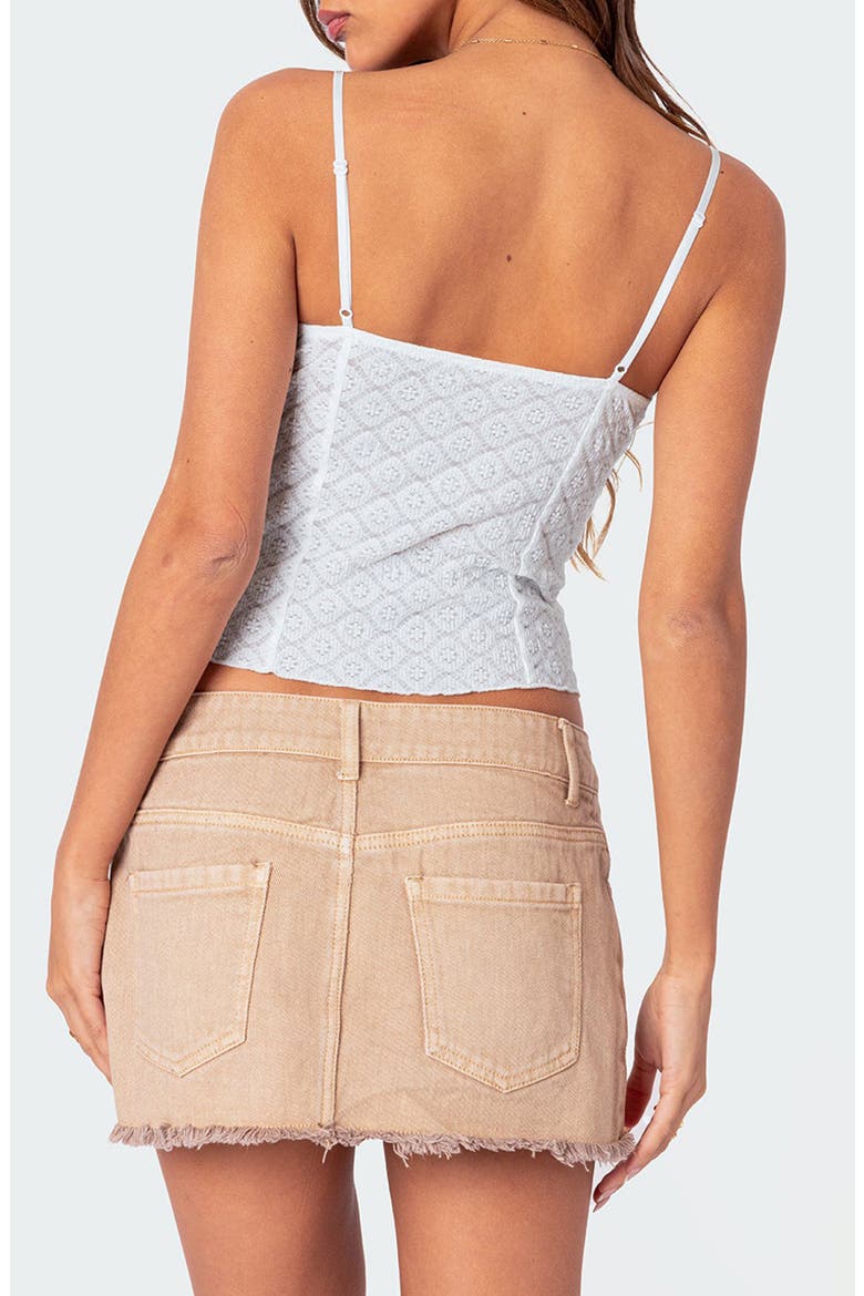 Textured Tie Front Lace Camisole, Alternate, color, WHITE