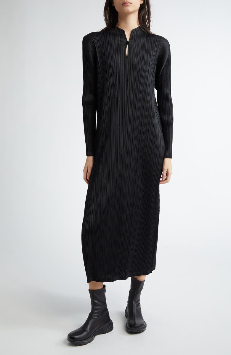Pleats Please Issey Miyake Monthly Colors January Pleated Long Sleeve Dress, Main, color,