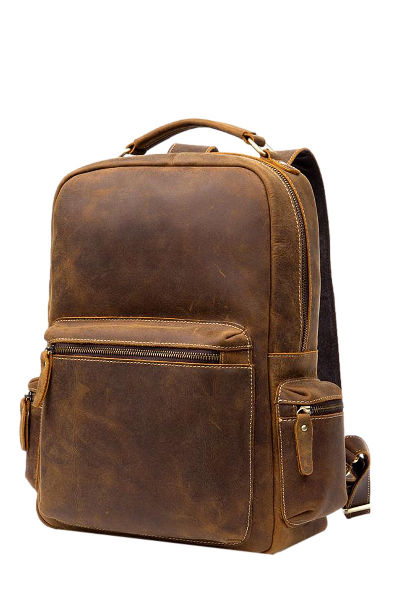 STEEL HORSE LEATHER The Langley Backpack | Genuine Vintage Leather Backpack, Alternate, color, Brown