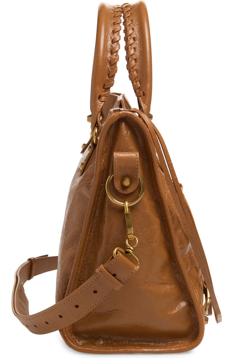 Balenciaga Medium Le City Crinkled Leather Tote, Alternate, color, 2630 Camel
