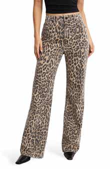 Good American Good Standard Leopard Print Wide Leg Jeans