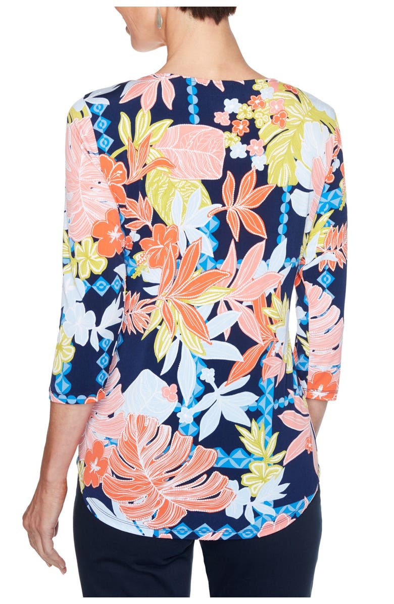 RUBY RD Bold Floral Textured Puff Printed Top, Alternate, color, 