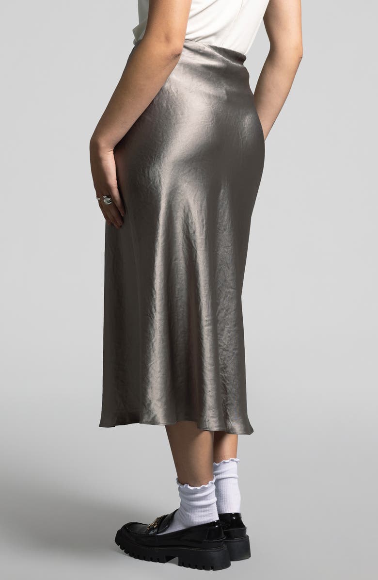 WEEKEND LOS ANGELES Emory Crinkled Satin Midi Skirt, Alternate, color, Smokey Olive