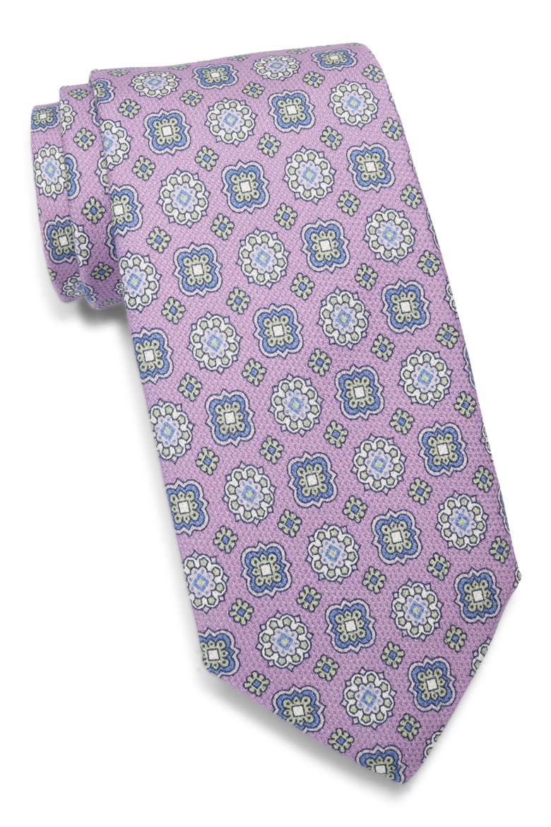 Medallion Silk Tie, Main, color, LILAC