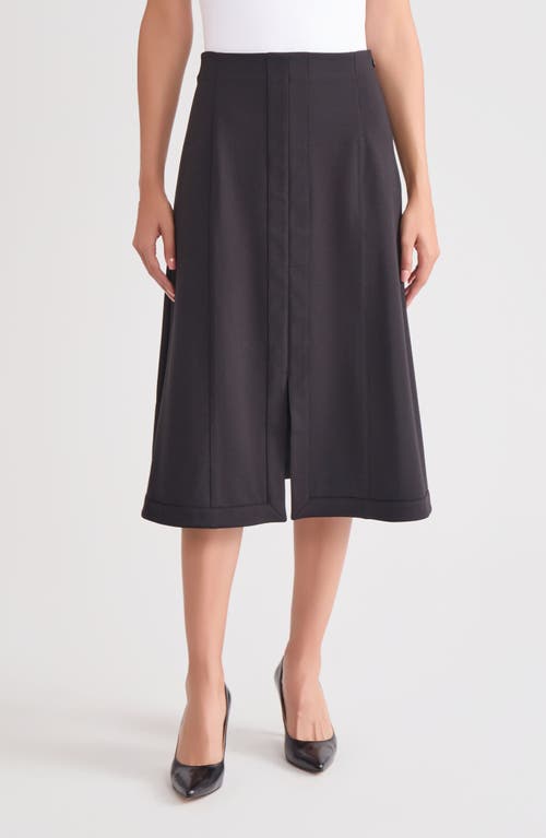 Misook Ponte Front Slit Midi Skirt In Black