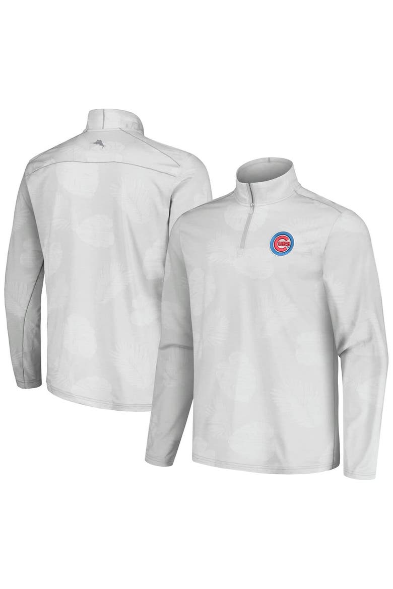 Men's Tommy Bahama Gray Chicago Cubs Delray Frond IslandZone Half-Zip Jacket, Main, color, Gray