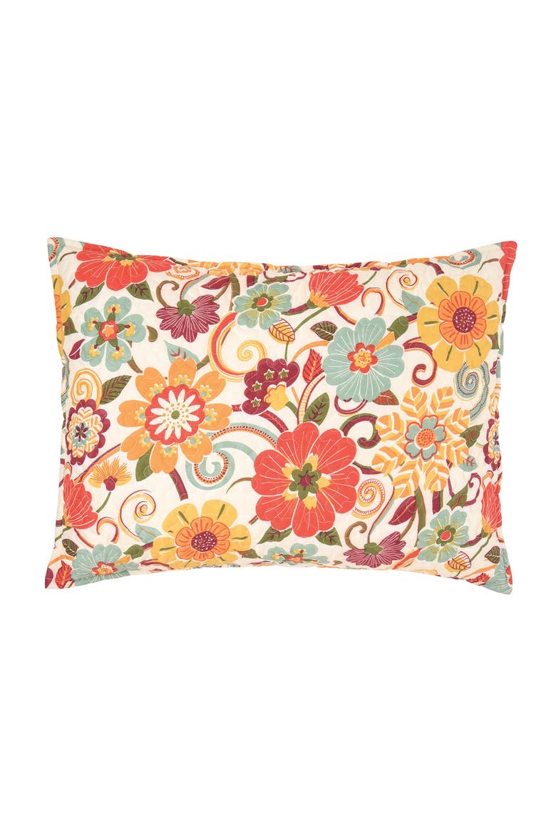 Riley Bright Retro Blooming Flowers Bed Quilt Set, Alternate, color, Orange