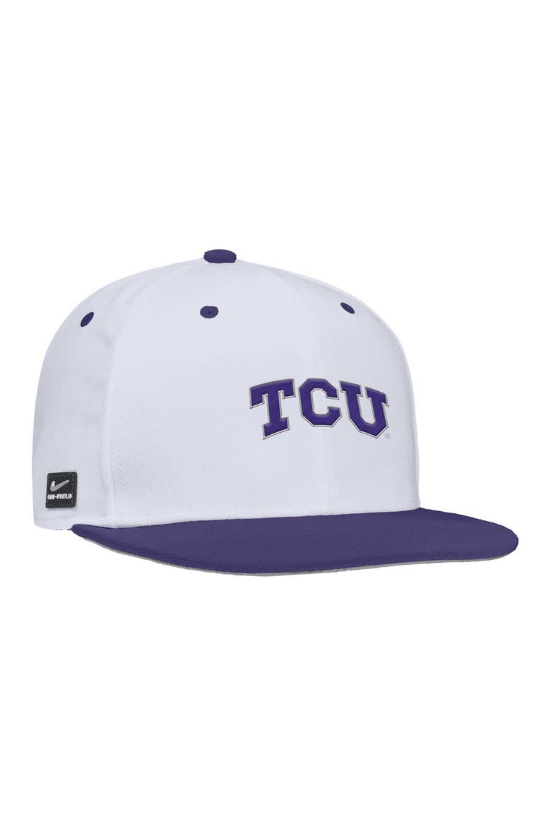 Men's Nike White TCU Horned Frogs  On-Field Baseball Performance Fitted Hat, Alternate, color, White