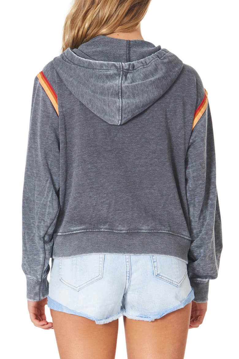 Golden Days Rainbow Trim Zip Hoodie, Alternate, color, CHARCOAL MARLE
