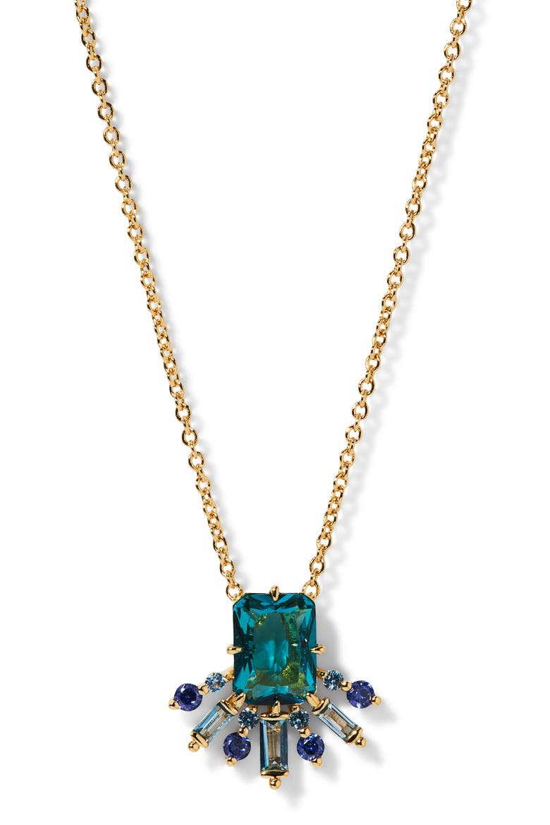 Stellar Half Halo Pendant Necklace, Main, color, GOLD