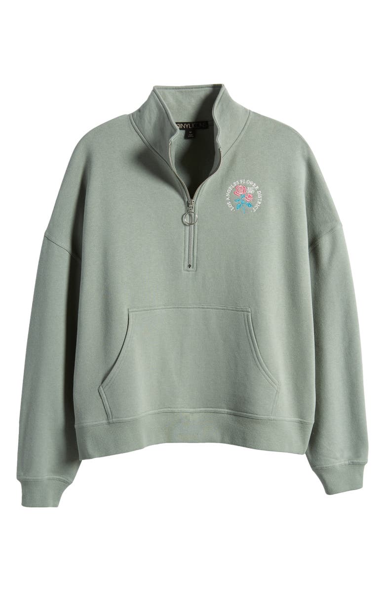 Vinyl Icons Embroidered LA Flowers Quarter Zip Pullover, Alternate, color,