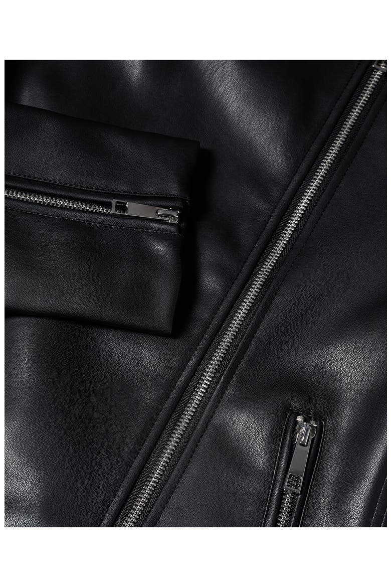 Faux Leather Biker Jacket, Alternate, color, BLACK