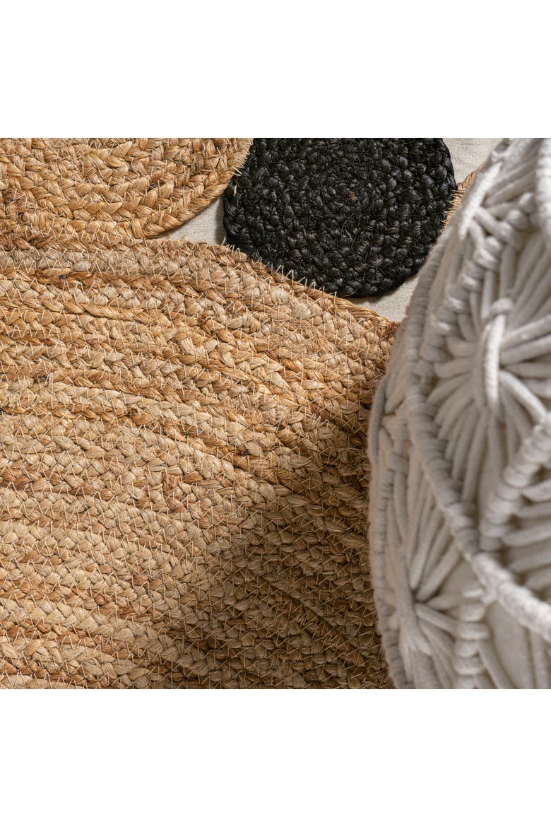 Ayana Two-Tone Jute Hippy Circle Round Area Rug, Alternate, color, Natural/Black