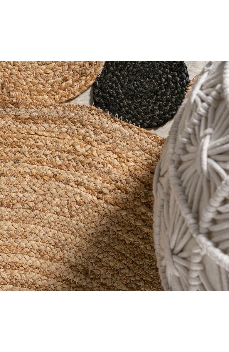JONATHAN Y Ayana Two-Tone Jute Hippy Circle Round Area Rug, Alternate, color, Natural/Black