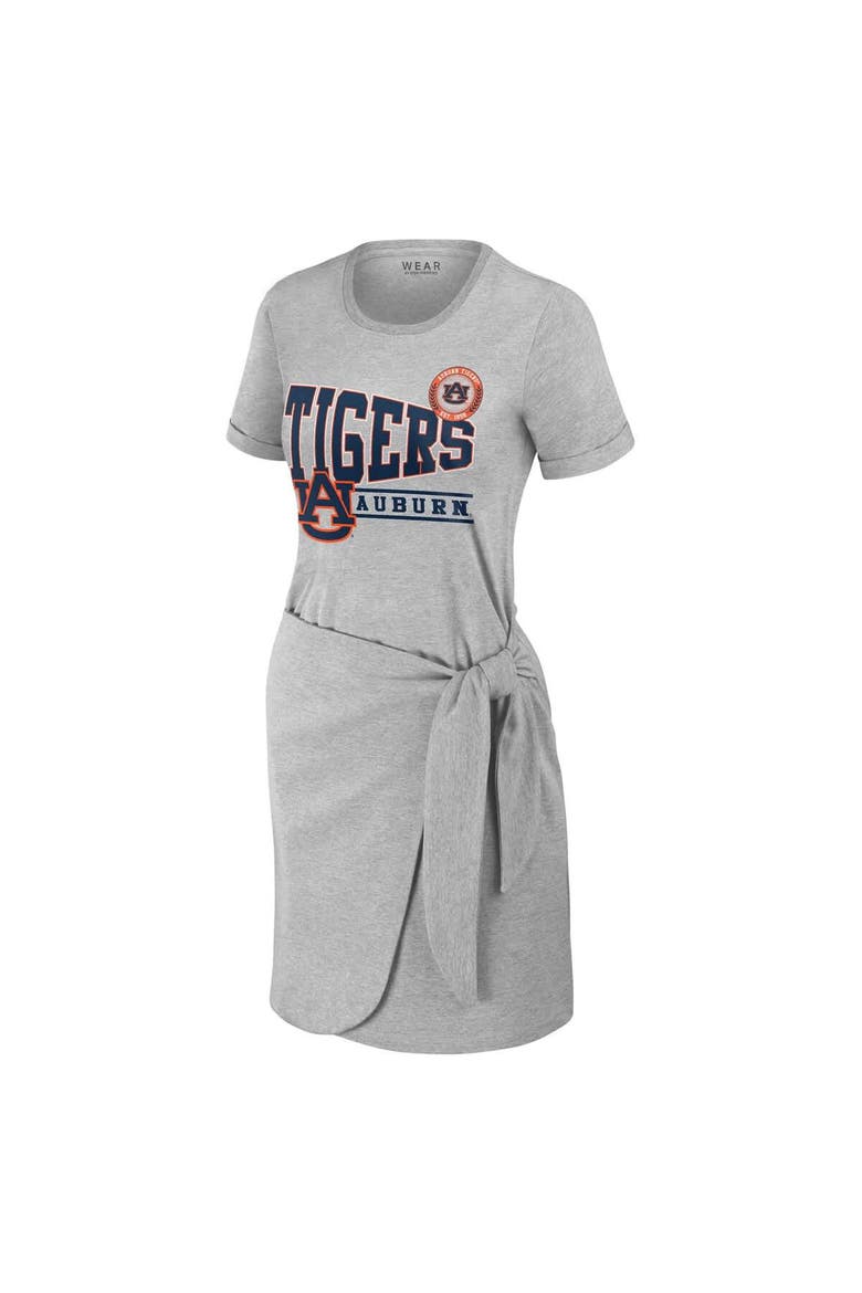 Women's WEAR by Erin Andrews Heather Gray Auburn Tigers Knotted T-Shirt Dress, Alternate, color, Heather Gray