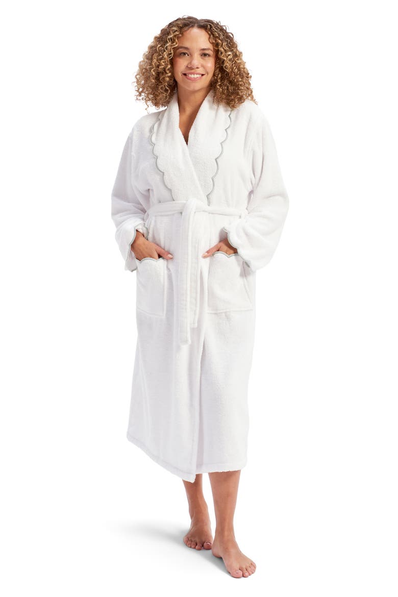 Scallop Edge Super Soft Luxury Robe, Main, color, Silver