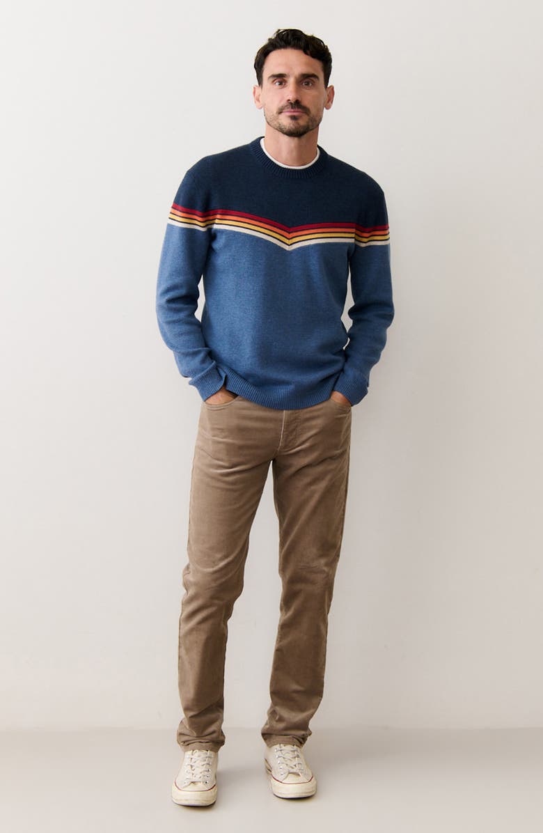 Marine Layer Dean Chevron Cotton Blend Crewneck Sweater, Alternate, color, Navy Colorblock