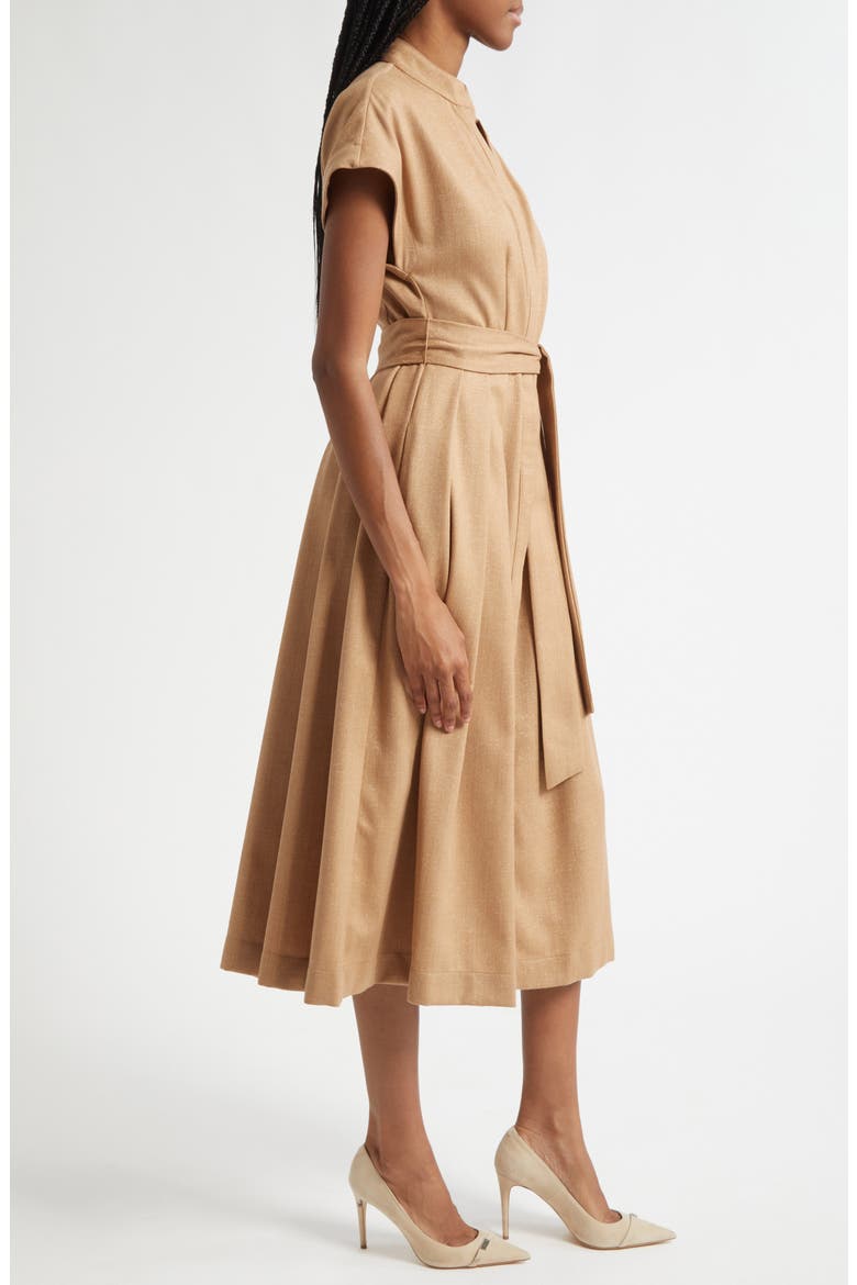 Belted Wool Blend Midi Dress, Alternate, color, 02 SAND