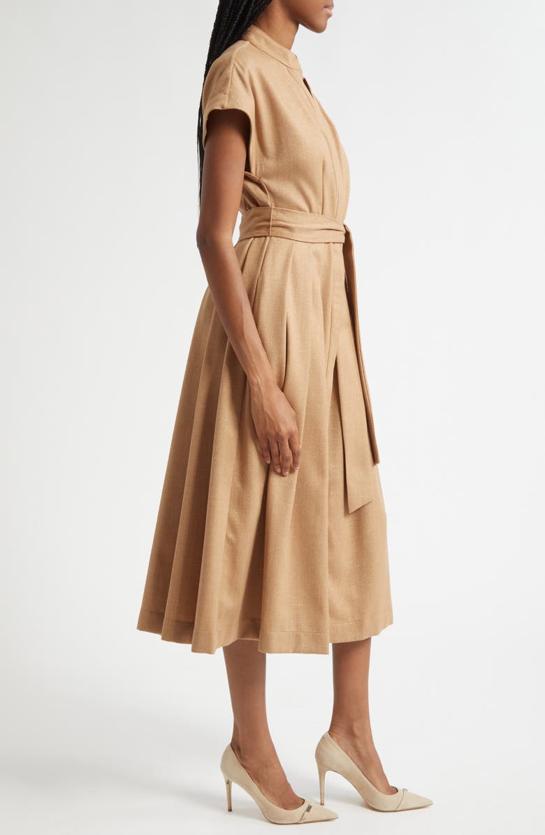 Eleventy Belted Wool Blend Midi Dress, Alternate, color, 02 Sand