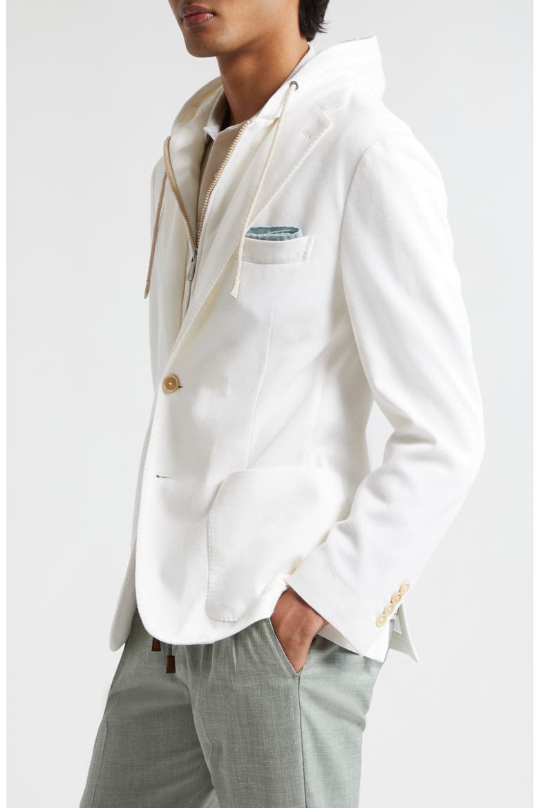 Cotton & Cashmere Sport Coat with Removable Hooded Bib, Alternate, color, 01 WHITE