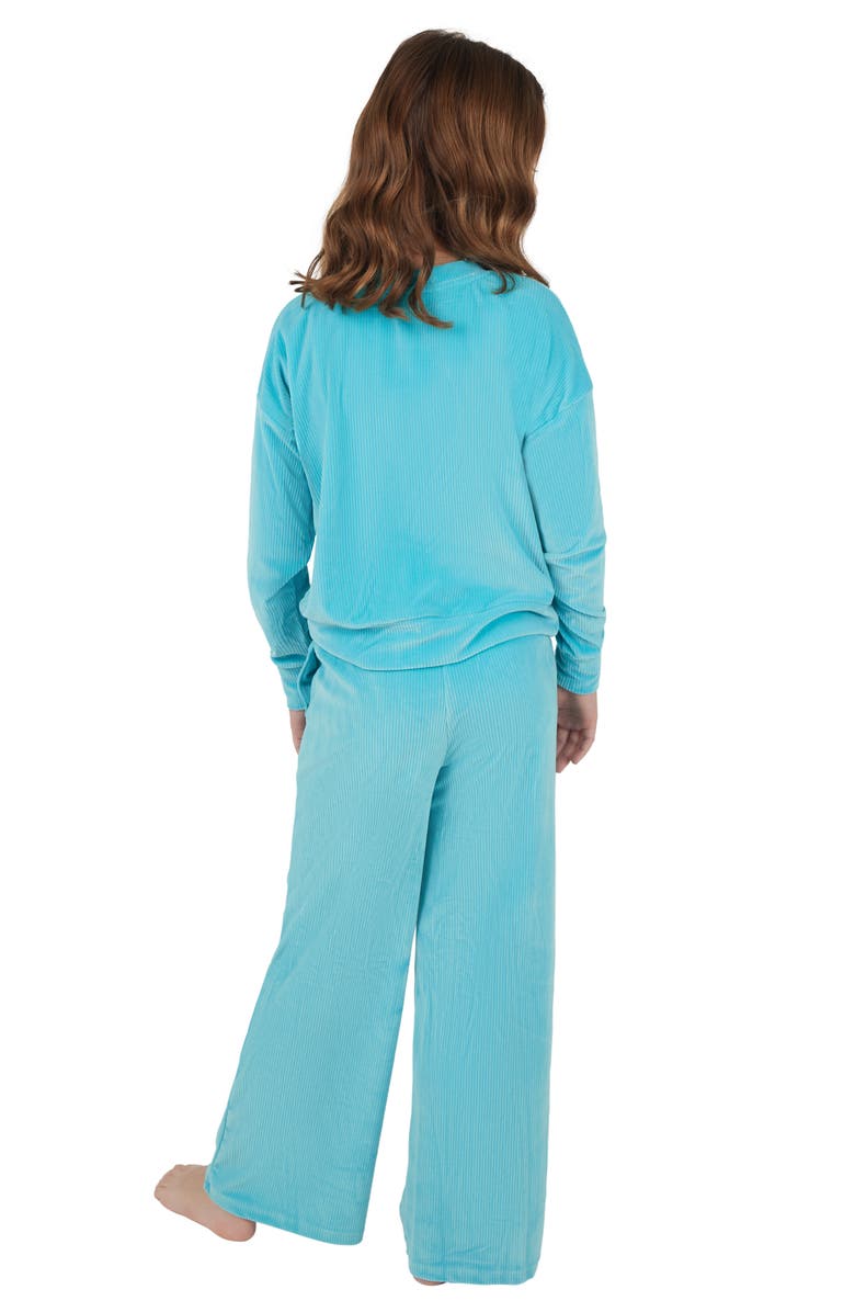 YOGALICIOUS Kids' Rib Velour Sweatshirt & Sweatpants, Alternate, color, Aquarelle