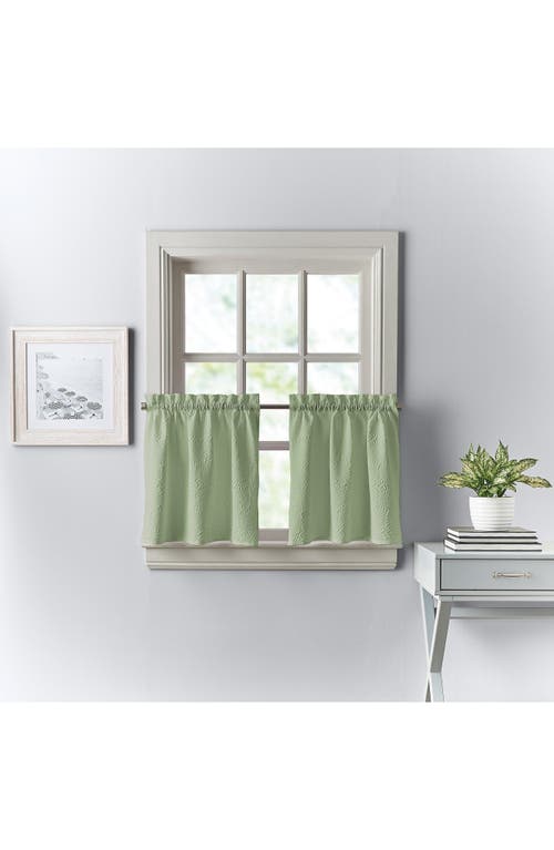 Dkny Chrysanthemum Set Of 2 Floral Tier Curtains In Sage