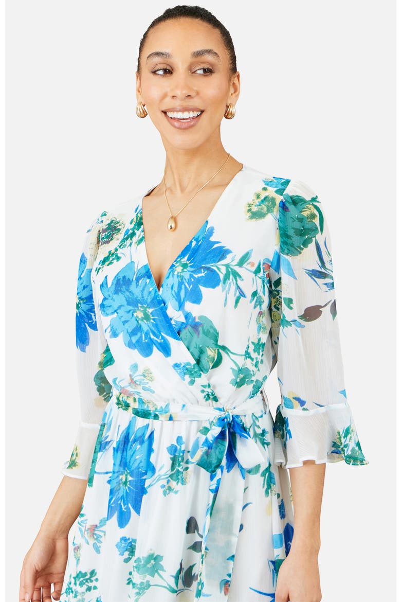 Floral Maxi Wrap Dress, Alternate, color, White
