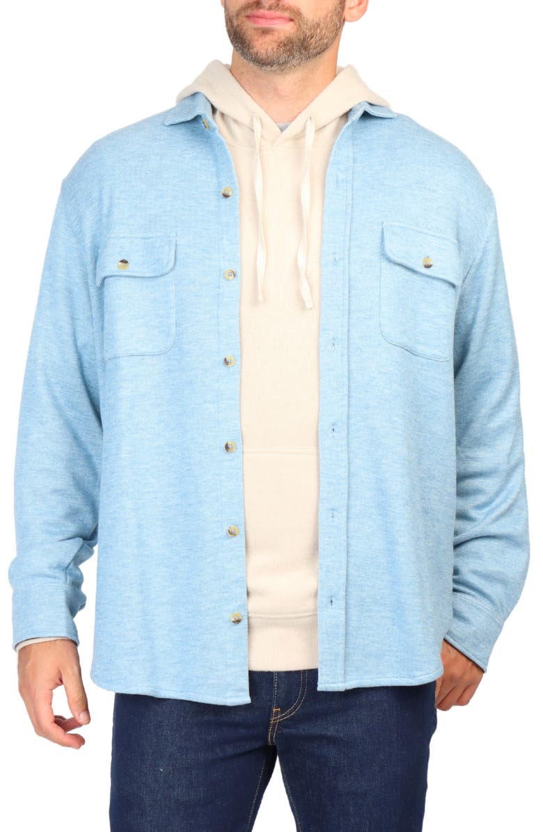TailorByrd Long Sleeve Melange Solid Button Front Shirt, Alternate, color, Aqua