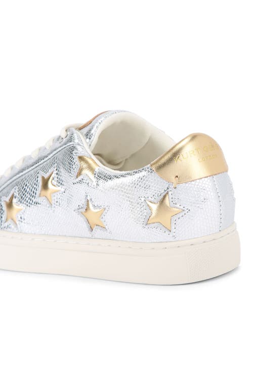 Kurt Geiger Womens Lane Star Snakeskin-embossed Metallic-leather Low-top Trainers Silv