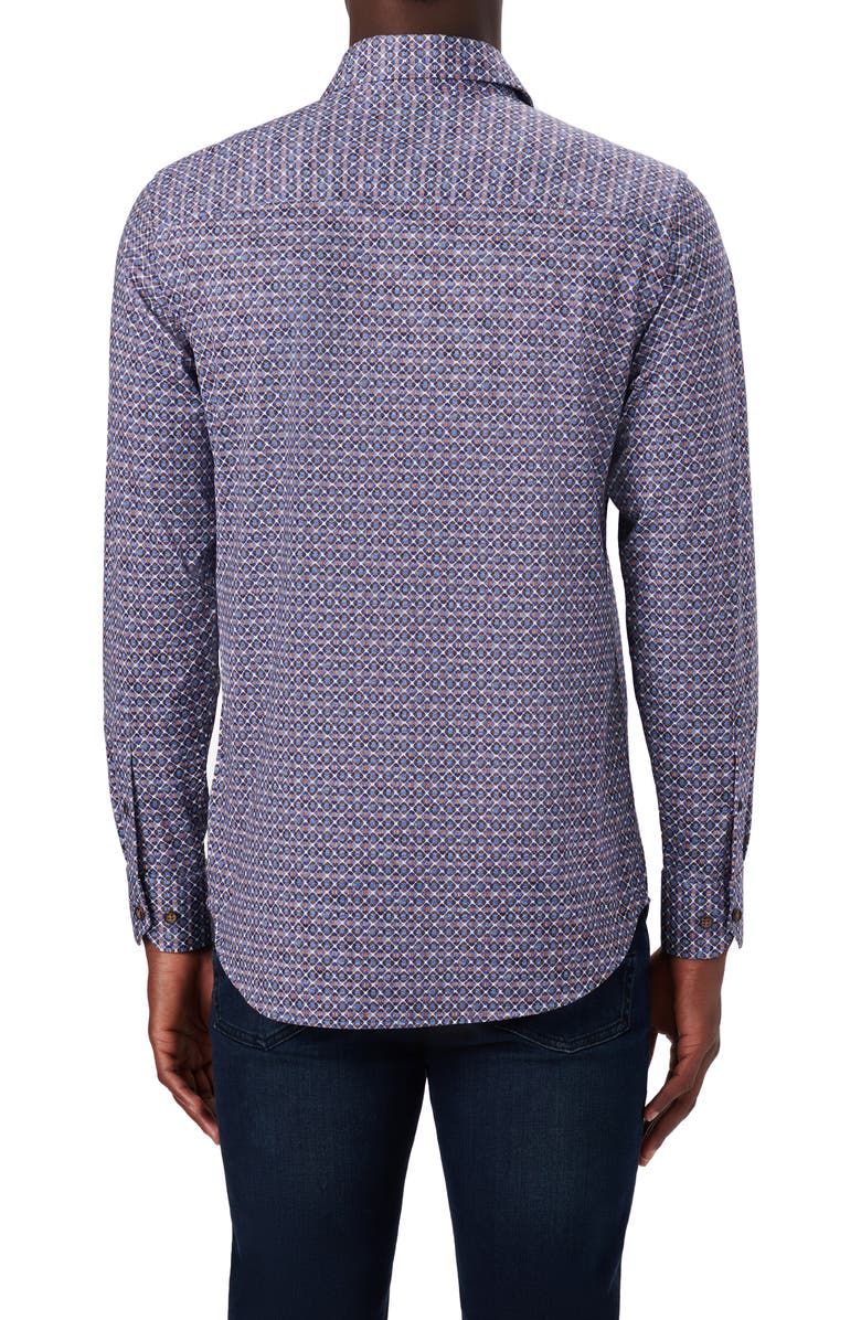 Bugatchi OoohCotton<sup>®</sup> Diamond Print Button-Up Shirt, Alternate, color, 