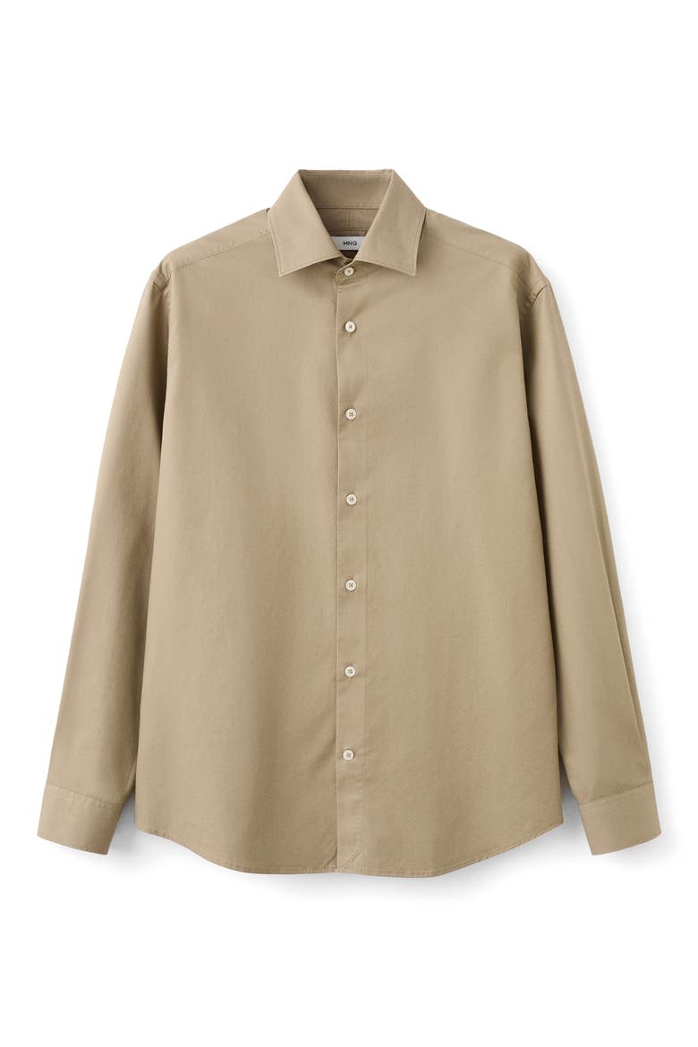 Slim Fit Cotton & Lyocell Button-Up Shirt, Alternate, color, BROWN