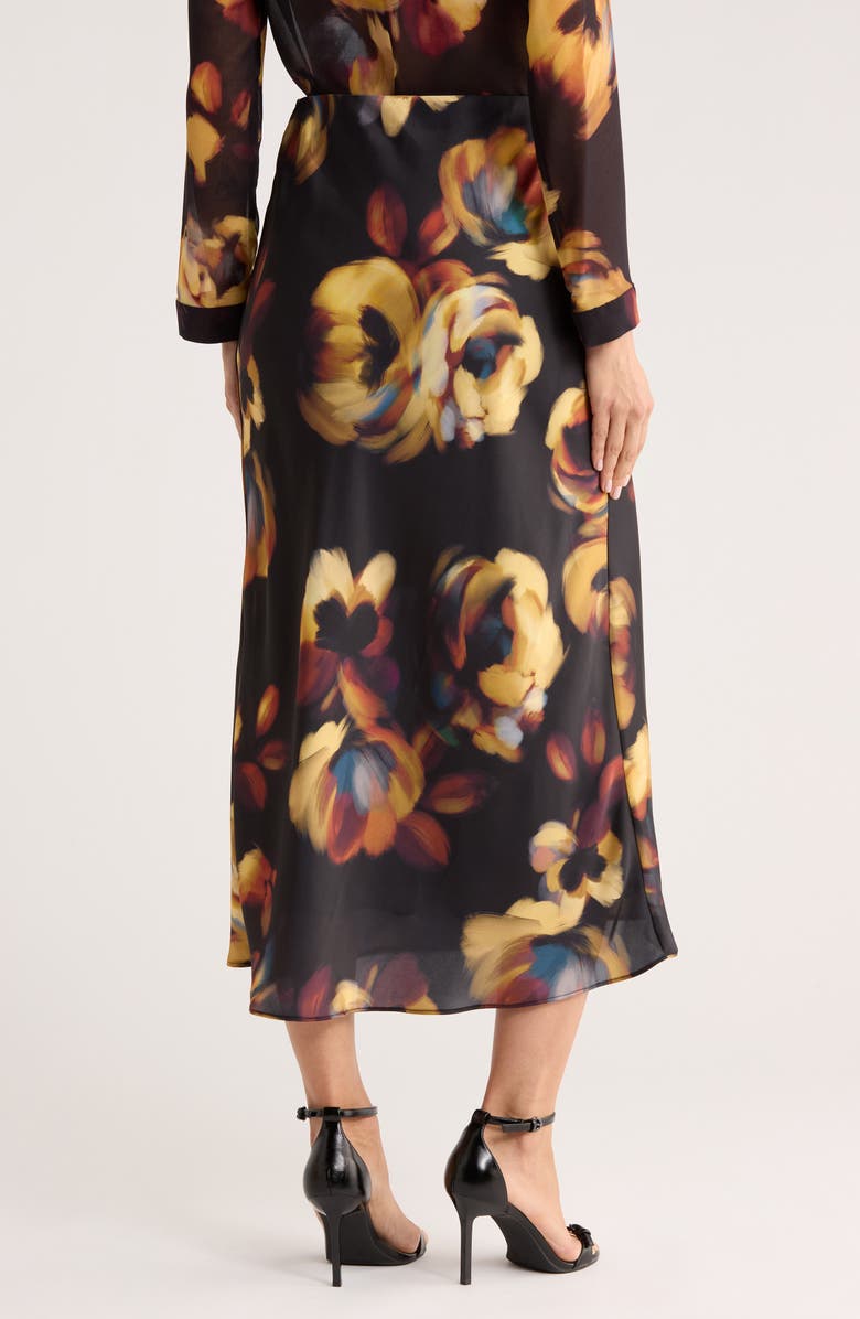 T Tahari Long Satin Skirt, Alternate, color, Vivid Flora Print